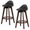 2X Swivel Bar Stool Armless PVC Leather Bar Height Chair w/Rubber Wood Leg Black