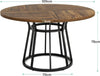 Round Dining Table for 4 People, 120cm Industrial Kitchen Table for Dining Room