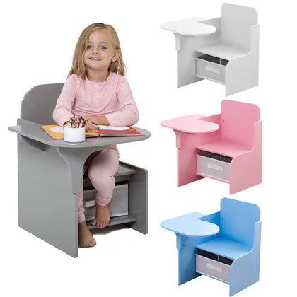 2 in 1 Children Chair Desk with Storage Bin Arts Craft Snack Toddler Kids Mysize