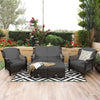 5 PCS Patio Furniture Set Outdoor Rattan Conversation Sofa Set Removable Cushion