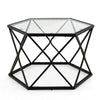 Hexagonal Coffee Tables Metal Frame Sofa Tea Table with Tempered Glass Top
