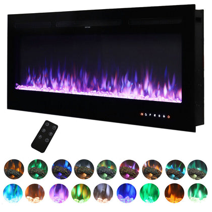 50 Inch Inser Wall Mounted Electric FireplaceLED Flame Heater Control UK