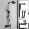 8-Inch Exposed Thermostatic Shower Mixer Bathroom Twin Head Square Bar Set Black