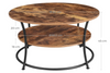 Round Industrial Coffee Table Rustic Metal Furniture Vintage Side Storage Shelf