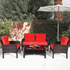 4 Pieces PE Rattan Patio Conversation Set Outdoor Rattan Furniture With Cushions