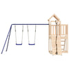 Playhouse with Climbing Wall Swings Solid Wood Pine W6L8