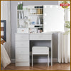 White Dressing Table With LED Lights Mirror 6 Shelves Stool Vanity Makeup Desk