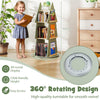 Wooden Spinning Book Tower 360° Display Rack Storage Organizer Green