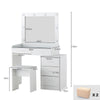 Dresser LED Dressing Table with Stool 5 Drawers Transparent Countertop