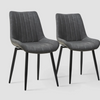 Set of 2 Grey Velvet Dining / Kitchen Chairs with Black Metal Legs 7-1-1