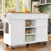 Rolling Kitchen Island Storage Trolley with Wood Effect Top & 5 Drawers White
