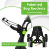 4-wheel Golf Trolley Push and Pull Golf Trolley with Scoreboard Bag-Green