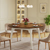 Round Dining Table for 4-6, 47-Inch Farmhouse Kitchen Table with Solid Wood Legs