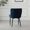 2 Pcs Blue Velvet Dining Chair Lounge Chair with Metal Black Legs