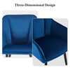 2pcs Velvet Blue Dining Chairs Set Padded Seat Metal Legs Kitchen Modern