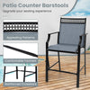 2 PCS Outdoor Patio Chair Fabric Bar Stool Metal Frame Counter Height Chairs