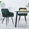 Set of 2 Modern Green Dining Chairs Velvet Fabric Armchairs ＆ Metal Legs Kitchen