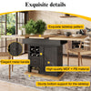 Extendable Dining Table with Wooden Effect Worktop Storage Cabinet Kitchen Table