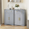 Floor Storage Cabinet Modern Buffet Sideboard with Drawer & Doors-Grey