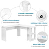 Corner Computer Table Laptop Home Study Wrokstation Desk Storage Shelves White