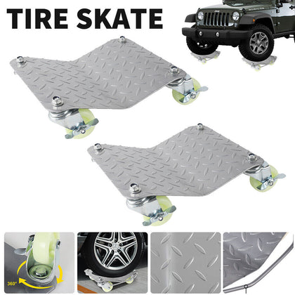 2PC 2000lb Per Each Car Tire Skate Tyre/Wheel Dolly Ball Bearing Machinery Mover