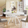 Round Dining Table for 6-8 People, 120cm Large Kitchen Tables with Metal Legs