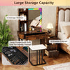 RGB Vanity Table Set w/ Wireless Charging Station-Brown