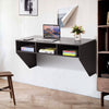 Wall Mounted Floating Computer Desk with 3 Storage Compartments（Black）