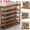 6 Tier Wooden Shoe Rack Tall Storage Shelf Cabinet Footwear Stand Organiser Home