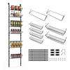 Over The Door Pantry Rack Adjustable Behind Door Organizer w/ 6 Metal Baskets