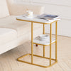 C Shape 2 Tiers End Table Bay Window/Bed/Sofa Side Unit with Shelf Marble Effect