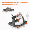 2-in-1 Baby Walker Foldable Activity Push Walker with Adjustable Height & Speed