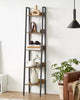 Ladder Shelf 5-Tier Narrow Shelf Bookshelf Rustic Brown and Black LLS109B01