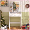 Small Dressing Table with LED Lighted Mirror Vanity Make up Desk Girls Dresser