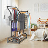 Heavy Duty Double Clothes Rail Rack Garment Hanging Display Stand Shoes Shelves