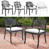 Cast Aluminum Garden Chairs Outdoor Dining Chair Padded Seat for Bistro Backyard