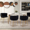 Modern Upholstered Dining Chair Set of 2 Elegant Woven Back-Black