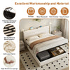 Ottoman Storage Bed Frame 5ft King Size Bed with Headboard Linen Fabric Beige