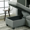 3 Seater Grey Linen Fabric Sofa Bed Pull Out Sofabed with Storage Lounge Chaise