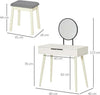 Dressing Table With Drawers Mirror Stool Set Makeup Desk Vanity Table Bedroom