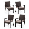 4 Piece Set Garden Patio Furniture Outdoor Rattan Effect Wicker Chairs w/Cushion