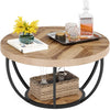 Tribesigns Round Coffee Table, 2-Tier Cocktail Table with Storage Shelves