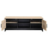 Rattan Woven 2 Doors Wooden TV Cabinet Stand Living Room Entertainment Unit 4FT