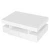 Coffee Table with Storage Drawers & LED Strips White Tea Table for Living Room