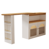 KITCHEN ISLAND EXTENDABLE DINING TABLE BAR BISTRO TABLE WITH STORAGE CABINET
