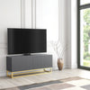 TV Unit I 100cm Cabinet I White Fluted Doors I Gold Metal Base I Modern