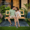 WOODEN GARDEN BENCH SEAT WITH CAST IRON LEGS WOOD FURNITURE OUTDOOR 124x60x83cm