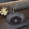Bathroom Basin Sink Round Hand Wash Countertop Tempered Glass Bowl Vanity Silver
