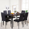 Black Tempered Glass Dining Table with 6 PU Leather Chairs Elegant Kitchen Set