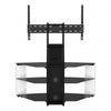 Curved Glass TV Stand for Up To 65" Gloss, Open Storage, White with Black Glass
